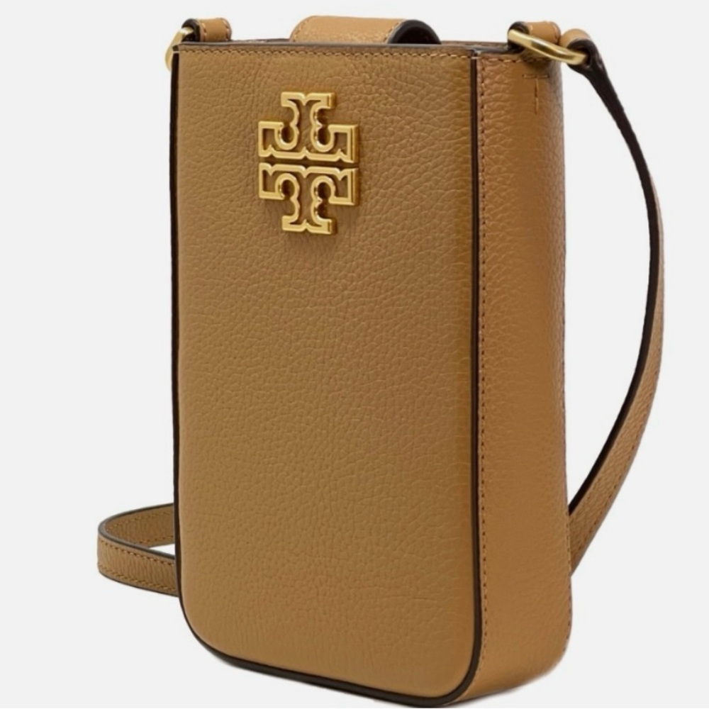 Tory Burch Camel Leather Crossbody with Gold Accent
